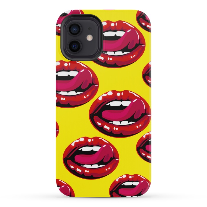 iPhone 12 mini StrongFit red lips design by MALLIKA