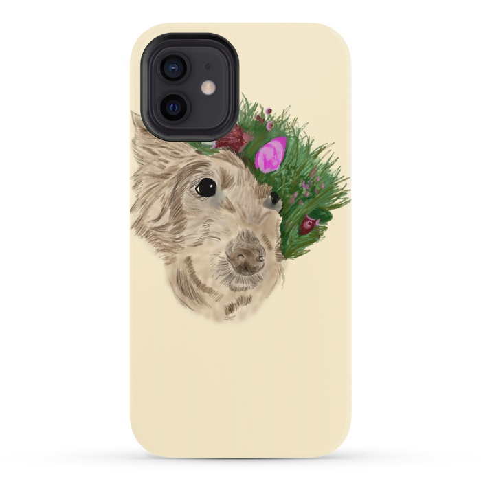 iPhone 12 StrongFit Flowers with dog by Merveilleux Clement