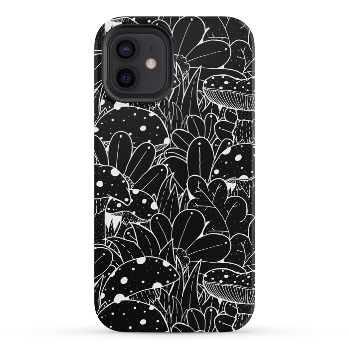 iPhone 12 mini StrongFit Black and white autumn pattern by Steve Wade (Swade)