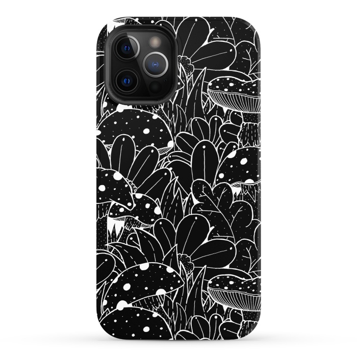 iPhone 12 Pro StrongFit Black and white autumn pattern by Steve Wade (Swade)
