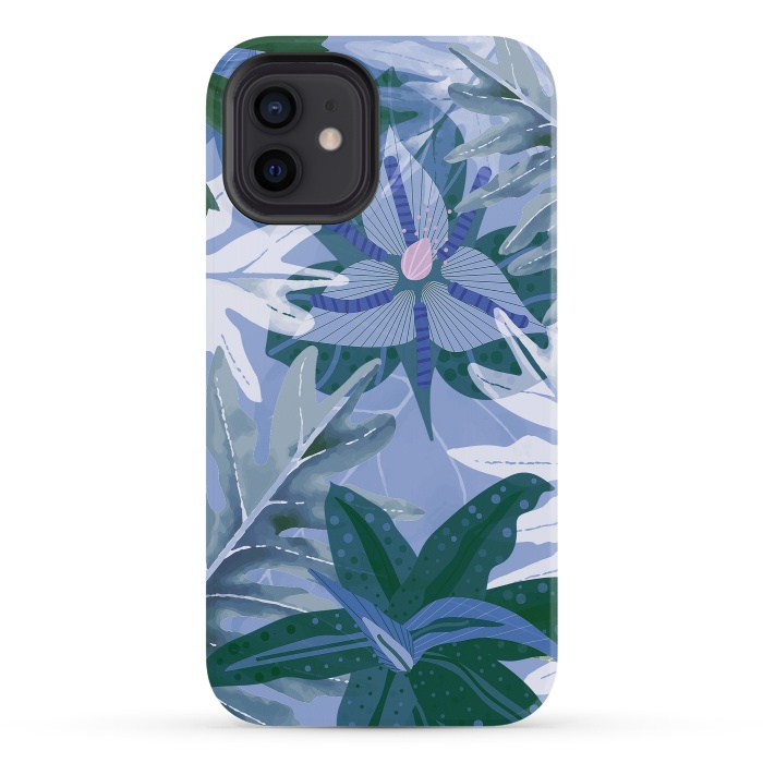 iPhone 12 StrongFit Blue Purple Aloha Tropical Jungle  by  Utart