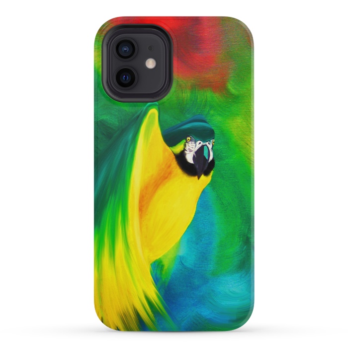 iPhone 12 mini StrongFit Macaw Parrot Ara Oil on Canvas Painting  by BluedarkArt