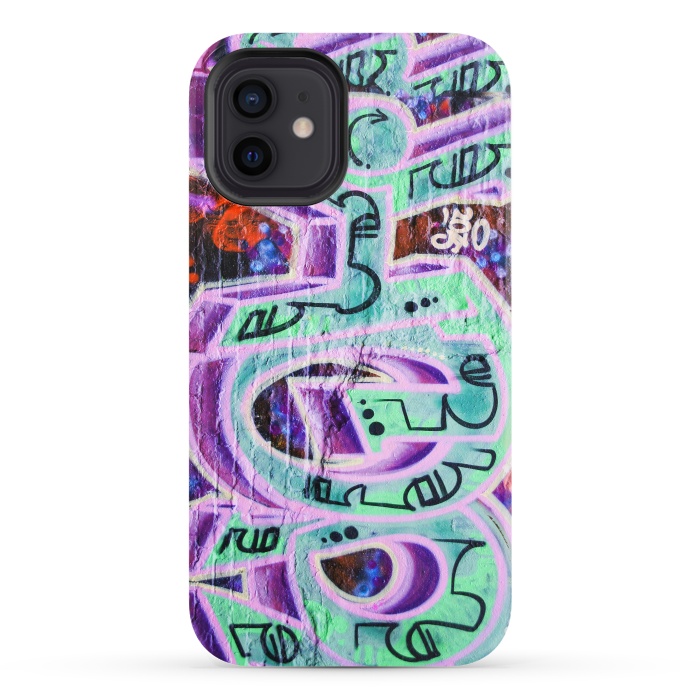 iPhone 12 StrongFit Graffiti Art Pink And Green by Andrea Haase