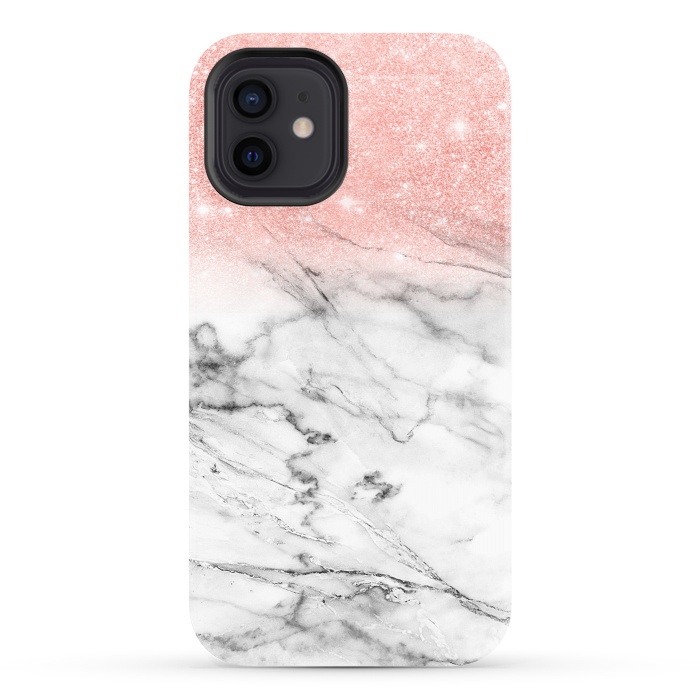 iPhone 12 StrongFit Rose Gold Glitter on Marble by  Utart