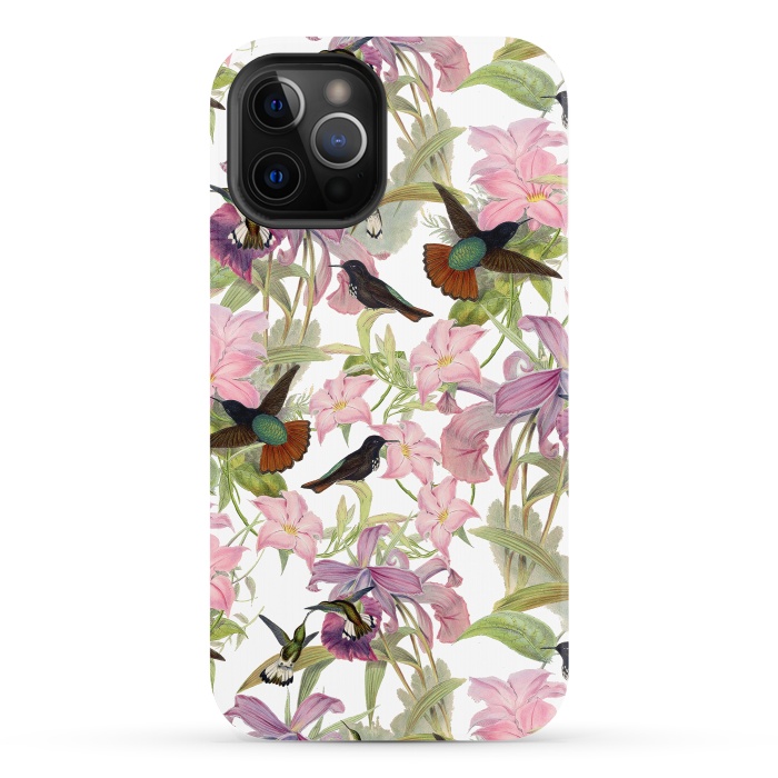 iPhone 12 Pro StrongFit Hummingbirds and Tropical Flowers by  Utart