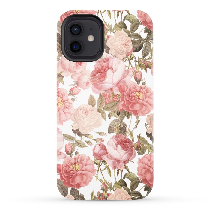 iPhone 12 StrongFit Peach Victorian Roses by  Utart