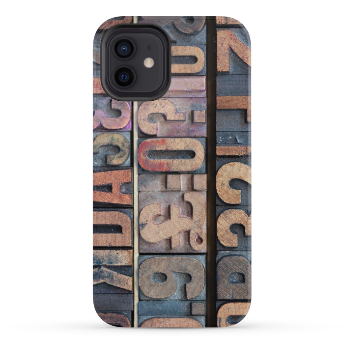 iPhone 12 StrongFit Old Wooden Print Blocks by Andrea Haase