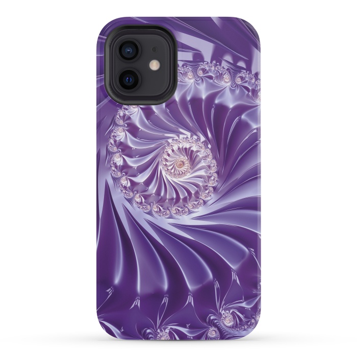iPhone 12 mini StrongFit Purple Fractal Fantasies by Andrea Haase
