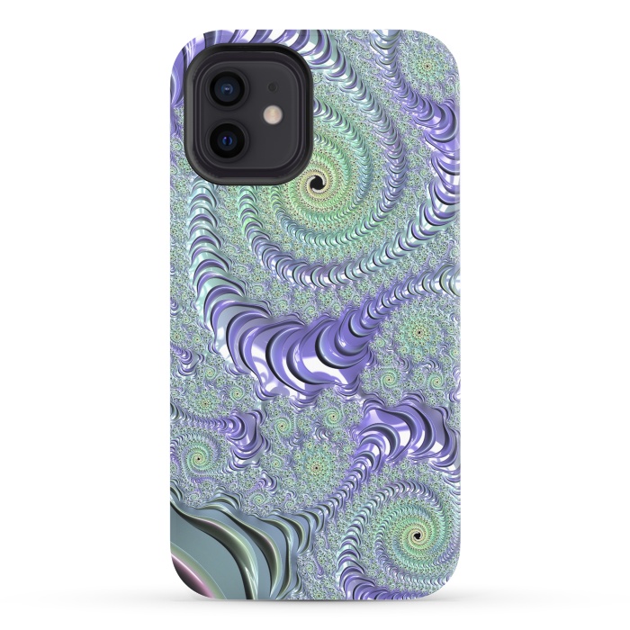 iPhone 12 StrongFit Teal And Purple Fractal Design by Andrea Haase