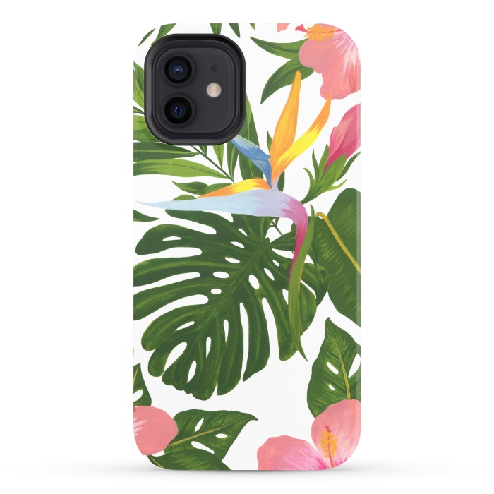 iPhone 12 StrongFit Bird Of Paradise Jungle Floral Print by Becky Starsmore