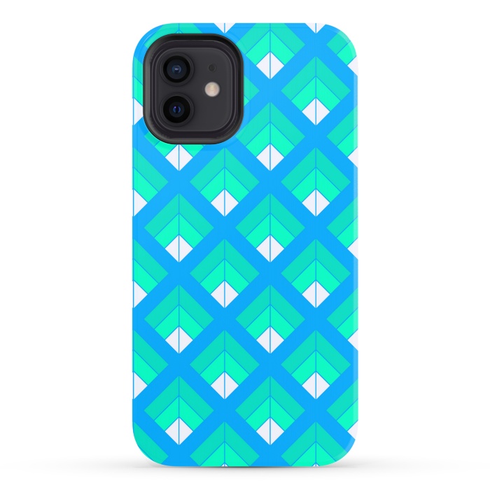 iPhone 12 StrongFit BLUE GREEN DIAMOND PATTERN by MALLIKA