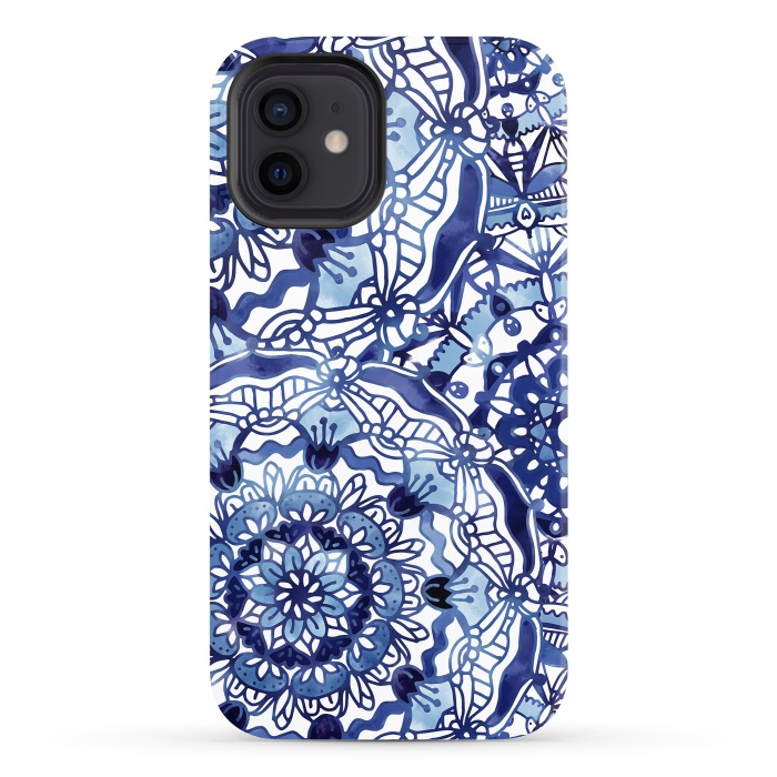 iPhone 12 StrongFit Delft Blue Mandalas by Noonday Design
