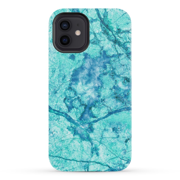 iPhone 12 mini StrongFit Turquoise Marble by Art Design Works
