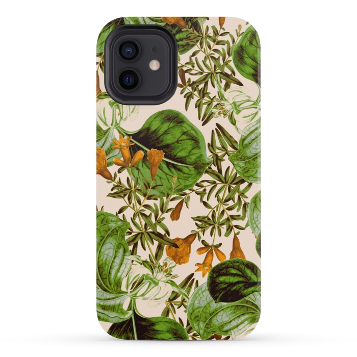 iPhone 12 mini StrongFit Orange Floral Botanic by Zala Farah