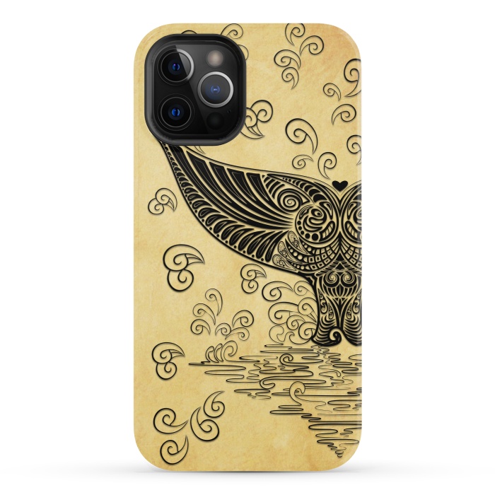 iPhone 12 Pro StrongFit Whale Tail Boho Vintage Tattoo Style by BluedarkArt