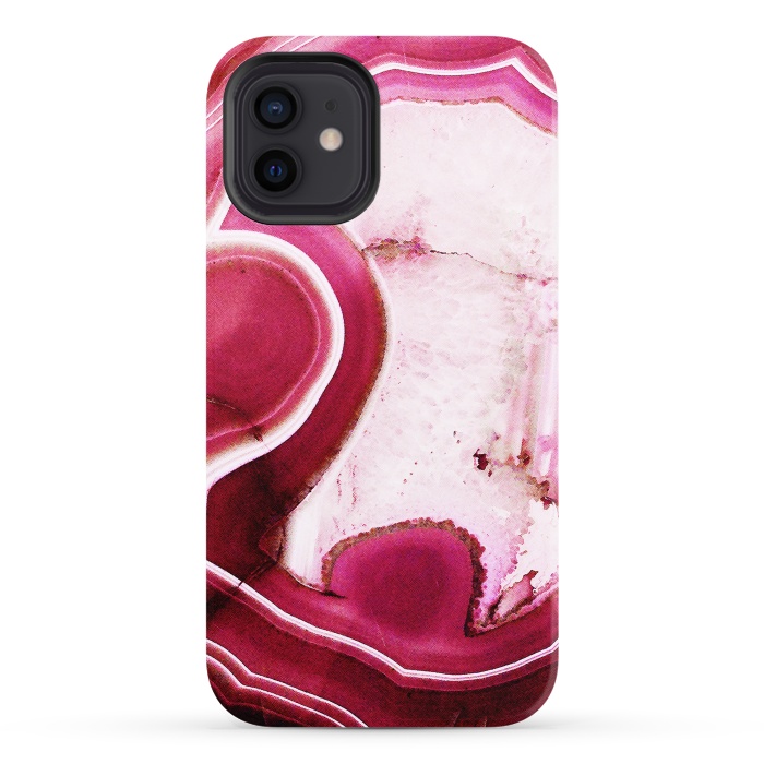iPhone 12 StrongFit Vibrant pink agate marble by Oana 
