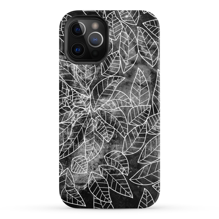 iPhone 12 Pro StrongFit Black and white leaves on marble by Oana 