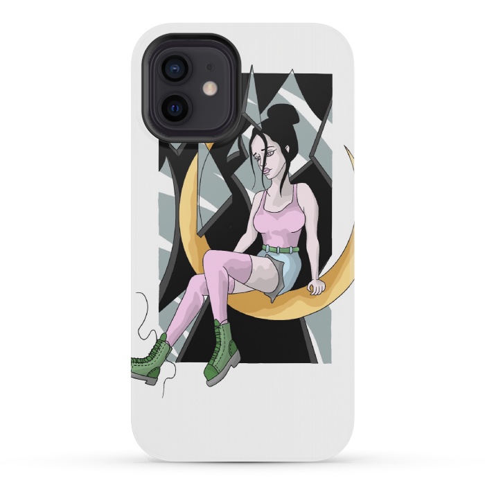 iPhone 12 mini StrongFit Moon girl by Evaldas Gulbinas 