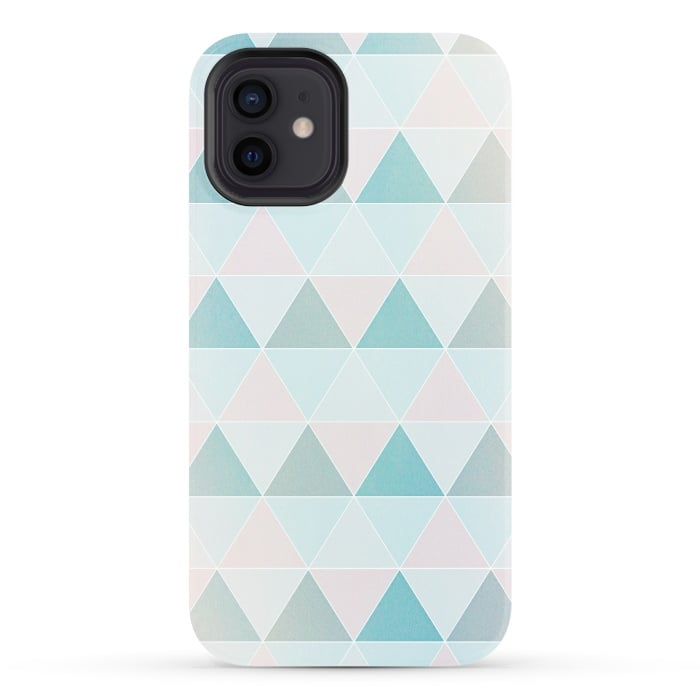 iPhone 12 StrongFit Pink blue Triangles  by Jms