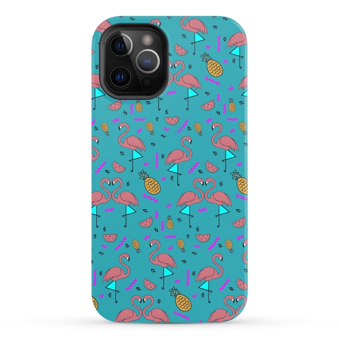 iPhone 12 Pro StrongFit Flamingos In Fashionable Summer by ArtsCase