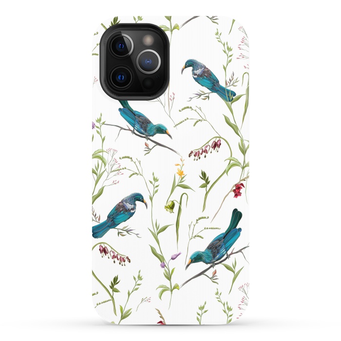 iPhone 12 Pro StrongFit Birds in flowers by Elzbieta Malyska
