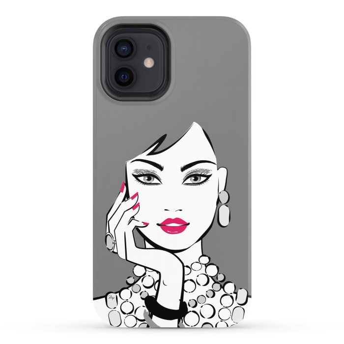 iPhone 12 StrongFit Elegant Gray Lady by Martina