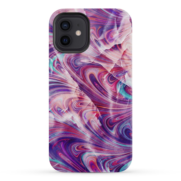 iPhone 12 mini StrongFit Purple precious gemstone marble art by Oana 