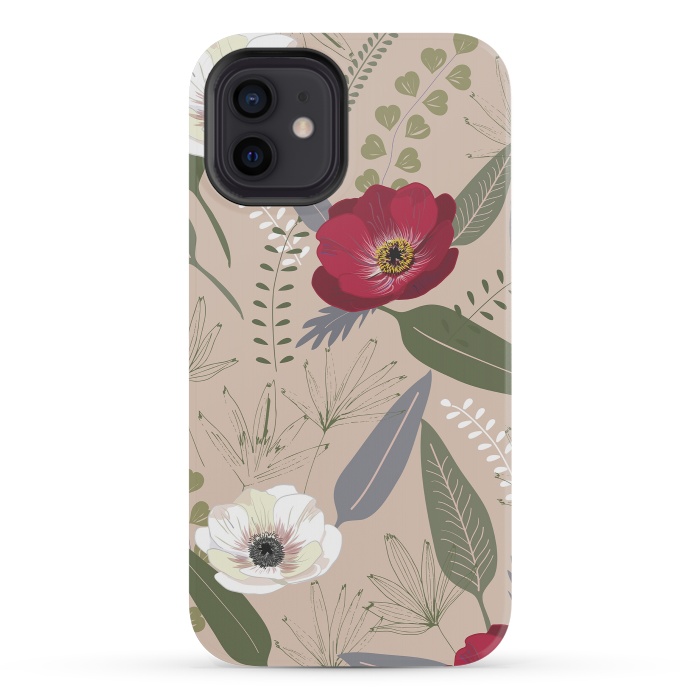 iPhone 12 mini StrongFit Anemones Pattern by Anis Illustration