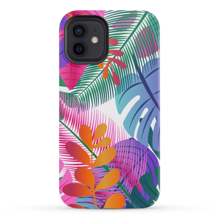 iPhone 12 mini StrongFit tropical leaves pattern by MALLIKA