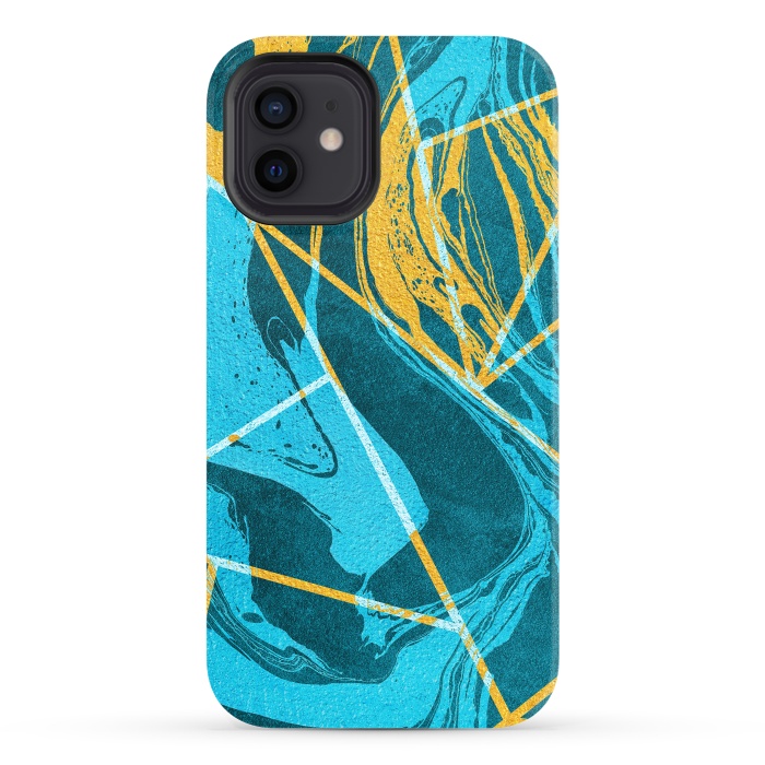 iPhone 12 StrongFit Geometric Marble Waves by Art Design Works