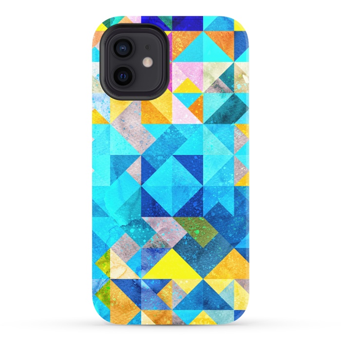 iPhone 12 StrongFit Colorful Watercolor Geometric by Art Design Works