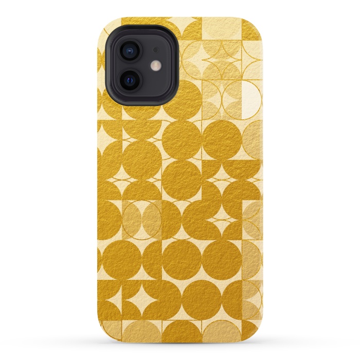 iPhone 12 StrongFit Mid Century Gold Geometric by Art Design Works