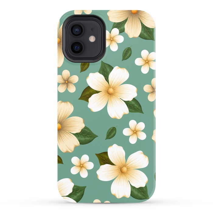 iPhone 12 StrongFit WHITE FLORAL BEAUTIES by MALLIKA