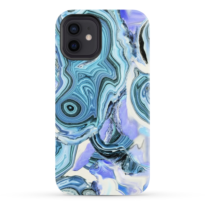 iPhone 12 StrongFit Blue purple liquid marble by Oana 