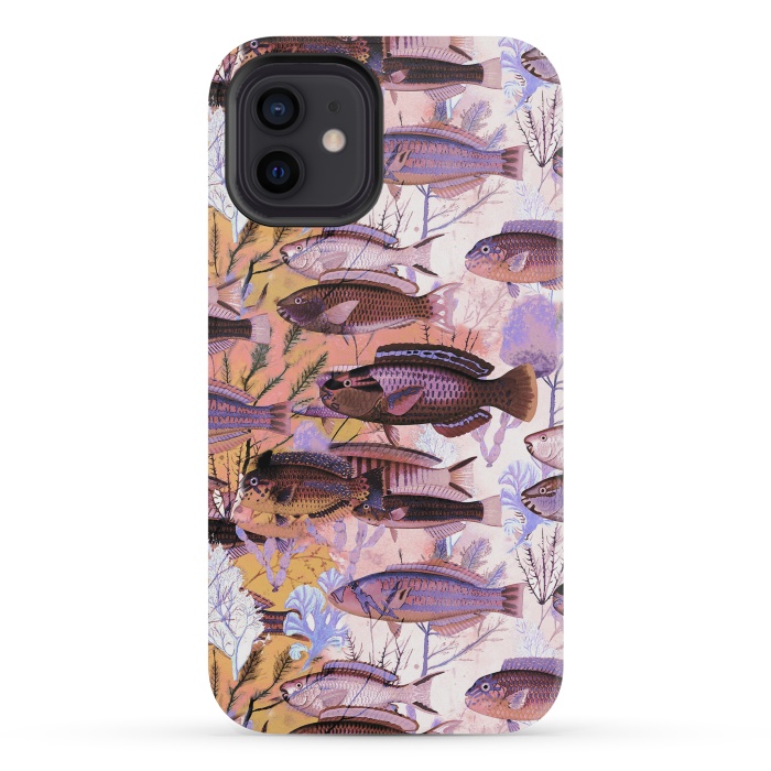 iPhone 12 mini StrongFit Watercolor coral reef by Oana 