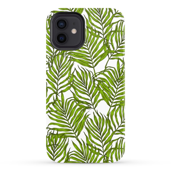 iPhone 12 StrongFit Palm leaves on white by Katerina Kirilova