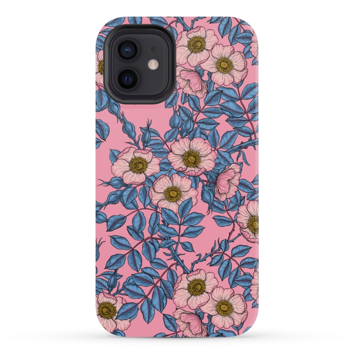 iPhone 12 mini StrongFit Dog rose pattern by Katerina Kirilova