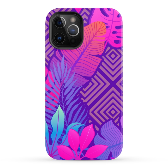 iPhone 12 Pro StrongFit Tropical Lines And Leaves Patterns by ArtsCase