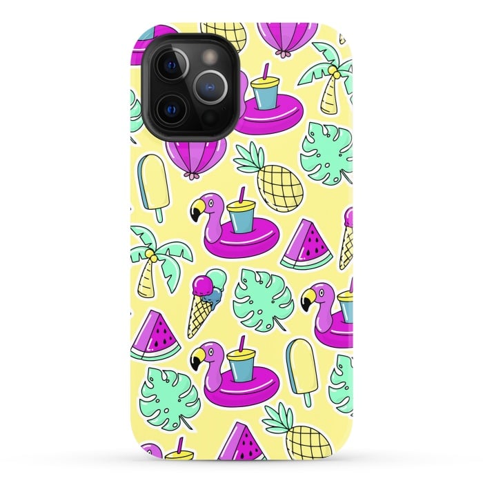 iPhone 12 Pro StrongFit Summer And Flamingos In Color by ArtsCase