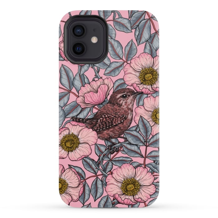 iPhone 12 mini StrongFit Wrens in the roses by Katerina Kirilova