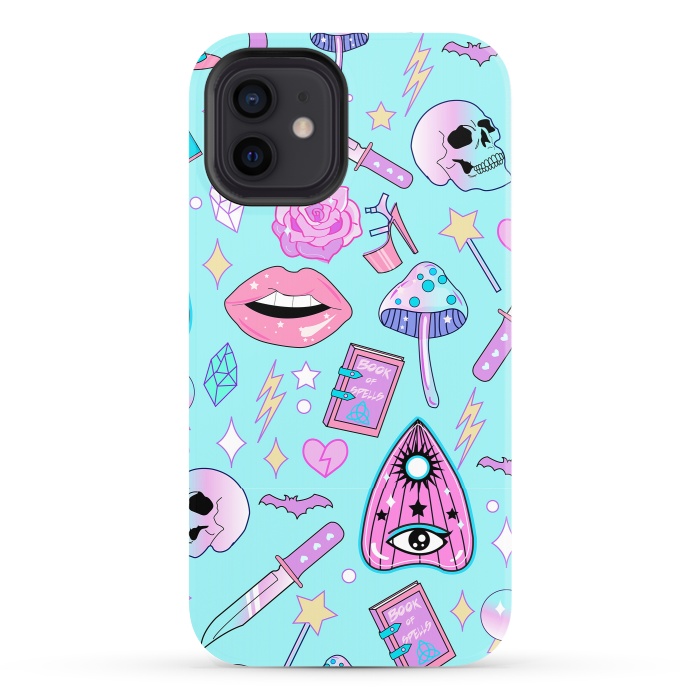 iPhone 12 StrongFit Girly Pastel Goth Witchy Kawaii Pattern by Luna Elizabeth Art