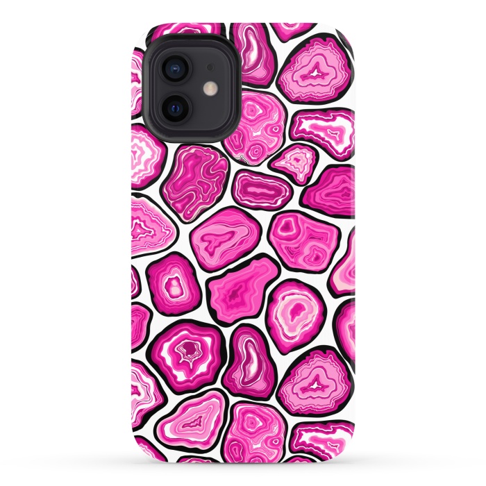 iPhone 12 StrongFit Pink agate slices by Katerina Kirilova