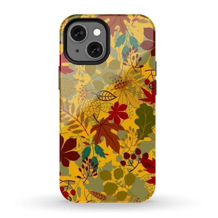 iPhone 12 mini StrongFit Leaves In Earth Tones Fall by ArtsCase