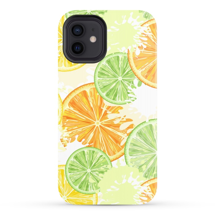 iPhone 12 StrongFit Citrus Watercolors Fresh Summer Pattern by BluedarkArt