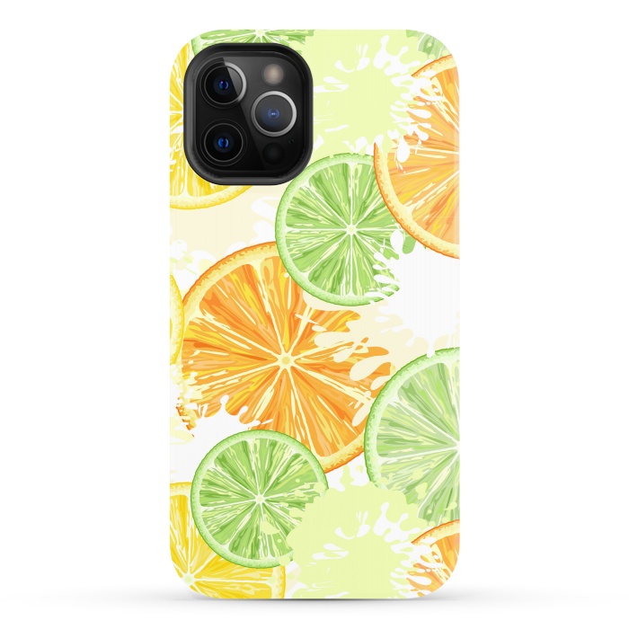 iPhone 12 Pro StrongFit Citrus Watercolors Fresh Summer Pattern by BluedarkArt
