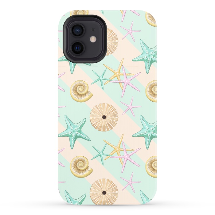 iPhone 12 StrongFit Seashells and starfish Beach Summer Pattern by BluedarkArt