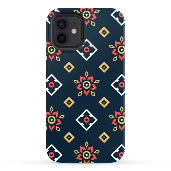 iPhone 12 StrongFit BLACK RED ETHNIC PATTERN by MALLIKA