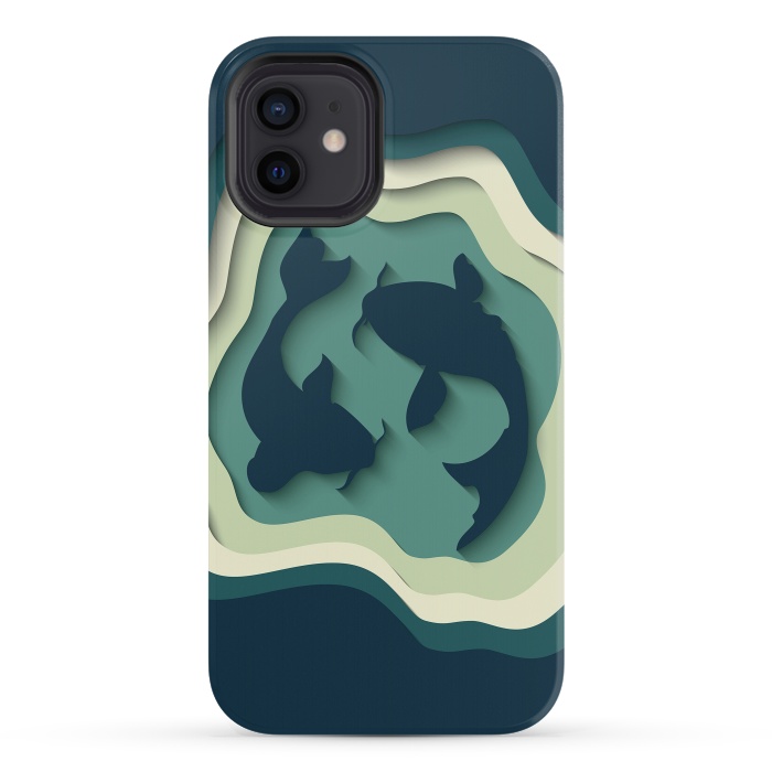 iPhone 12 mini StrongFit Paper Cutout Koi Fish 016 by Jelena Obradovic
