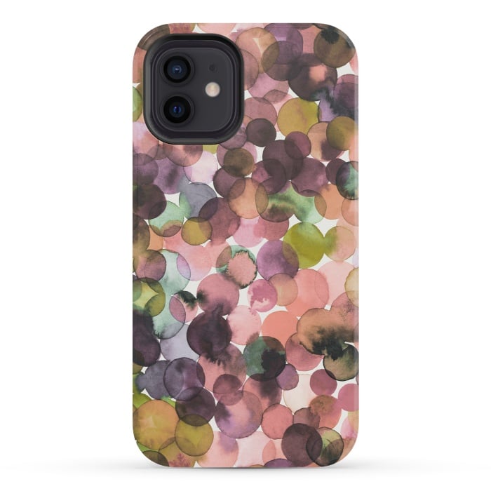 iPhone 12 mini StrongFit Overlapped Watercolor Pale Dots by Ninola Design