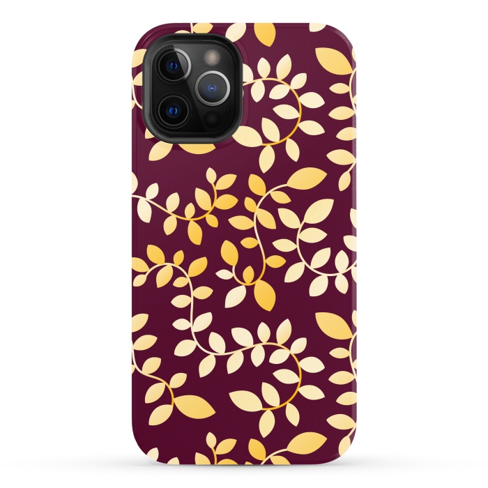 iPhone 12 Pro StrongFit GOLDEN LEAVES PATTERN by MALLIKA